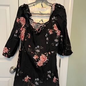 Black dress with floral pattern